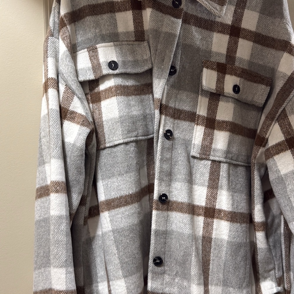 Plaid Button-Up Shirt Jacket